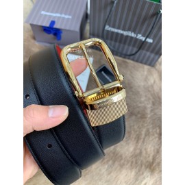 Zegna New Calf Leather Rotary Pin Buckle 35mm Belt For Men Red