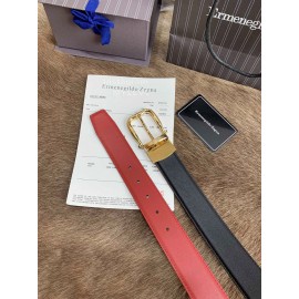 Zegna New Calf Leather Rotary Pin Buckle 35mm Belt For Men Red