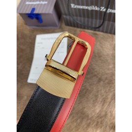 Zegna New Calf Leather Rotary Pin Buckle 35mm Belt For Men Red
