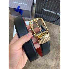 Zegna New Calf Leather Rotary Pin Buckle 35mm Belt For Men Red