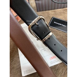 Zegna New Calf Leather Rotary Pin Buckle 35mm Belt For Men Brown