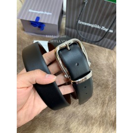 Zegna New Calf Leather Rotary Pin Buckle 35mm Belt For Men Brown