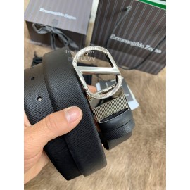 Zegna New Calf Leather Rotary Pin Buckle 35mm Belt For Men 