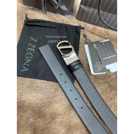 Zegna New Calf Leather Rotary Pin Buckle 35mm Belt For Men 