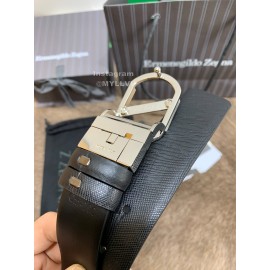 Zegna New Calf Leather Rotary Pin Buckle 35mm Belt For Men 