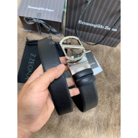 Zegna New Calf Leather Rotary Pin Buckle 35mm Belt For Men 