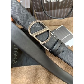 Zegna New Calf Leather Rotary Pin Buckle 35mm Belt For Men 