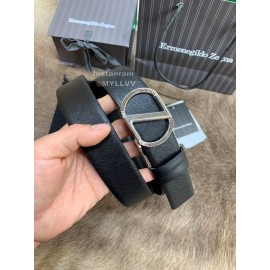 Zegna New Calf Leather Rotary Pin Buckle 35mm Belt For Men 