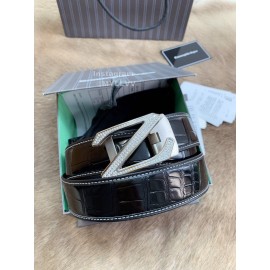 Zegna Fashion Calf Leather Z Buckle 35mm Belt For Men Black