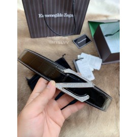 Zegna Fashion Calf Leather Z Buckle 35mm Belt For Men Black