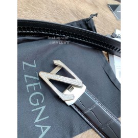 Zegna Fashion Calf Leather Z Buckle 35mm Belt For Men Black