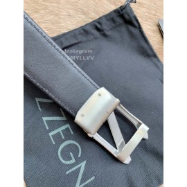 Zegna Fashion Calf Leather Z Buckle 35mm Belt For Men Black