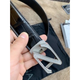 Zegna Fashion Calf Leather Z Buckle 35mm Belt For Men Black