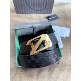 Zegna Fashion Black Calf Leather Gold Z Buckle 35mm Belt For Men 