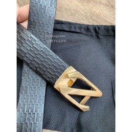 Zegna Fashion Black Calf Leather Gold Z Buckle 35mm Belt For Men 