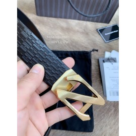 Zegna Fashion Black Calf Leather Gold Z Buckle 35mm Belt For Men 