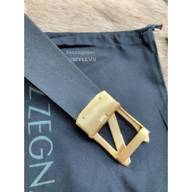 Zegna Fashion Black Calf Leather Gold Z Buckle 35mm Belt For Men 