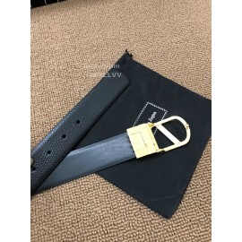 Zegna Black Calf Leather Gold Rotary Pin Buckle Leisure Belt 