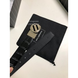 Zegna New Black Calf Leather Rotary Pin Buckle Leisure Belt 