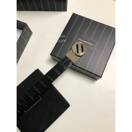 Zegna New Black Calf Leather Rotary Pin Buckle Leisure Belt 