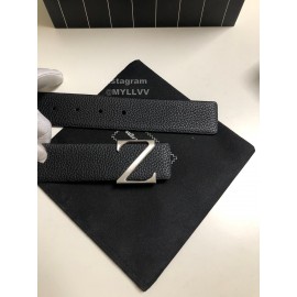 Zegna Black Calf Leather Rotary Z Buckle Leisure Belt For Men