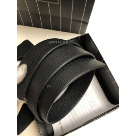 Zegna Black Calf Leather Rotary Z Buckle Leisure Belt For Men