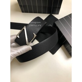 Zegna Black Calf Leather Rotary Z Buckle Leisure Belt For Men