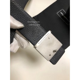 Zegna Black Calf Leather Rotary Z Buckle Leisure Belt For Men