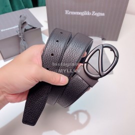 Zegna Black Calf Leather Electroplated Rotary Pure Copper Buckle 35mm Belt