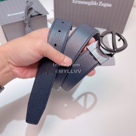 Zegna Black Calf Leather Electroplated Rotary Pure Copper Buckle 35mm Belt