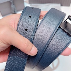 Zegna Black Calf Leather Electroplated Rotary Pure Copper Buckle 35mm Belt