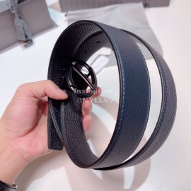 Zegna Black Calf Leather Electroplated Rotary Pure Copper Buckle 35mm Belt