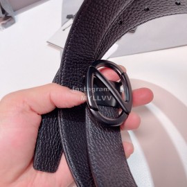 Zegna Black Calf Leather Electroplated Rotary Pure Copper Buckle 35mm Belt