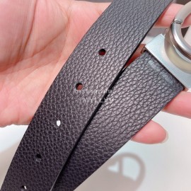 Zegna Black Calf Leather Rotary Pure Copper Buckle 35mm Belt