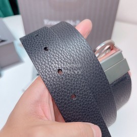 Zegna Black Calf Leather Rotary Pure Copper Buckle 35mm Belt