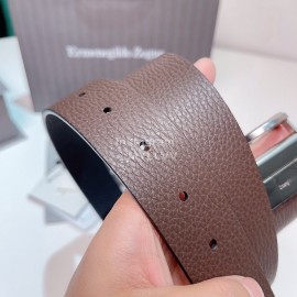 Zegna Black Calf Leather Rotary Pure Copper Buckle 35mm Belt