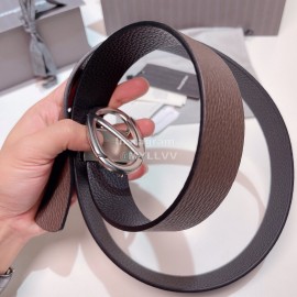 Zegna Black Calf Leather Rotary Pure Copper Buckle 35mm Belt