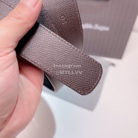 Zegna Black Calf Leather Electroplated Rotary Buckle 35mm Belt