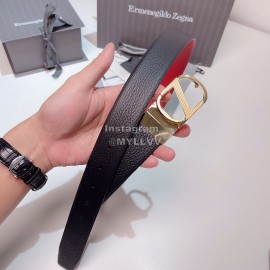 Zegna New Calf Leather Electroplated Rotary Pure Copper Buckle 35mm Belt Red