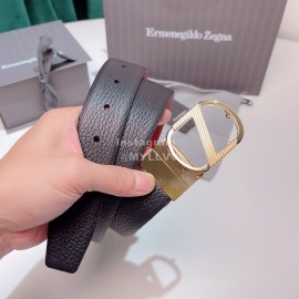 Zegna New Calf Leather Electroplated Rotary Pure Copper Buckle 35mm Belt Red