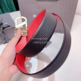 Zegna New Calf Leather Electroplated Rotary Pure Copper Buckle 35mm Belt Red