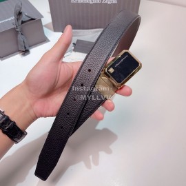 Zegna New Calf Leather Gold Square Pure Copper Buckle 35mm Belt 