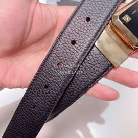 Zegna New Calf Leather Gold Square Pure Copper Buckle 35mm Belt 
