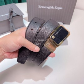 Zegna New Calf Leather Gold Square Pure Copper Buckle 35mm Belt 