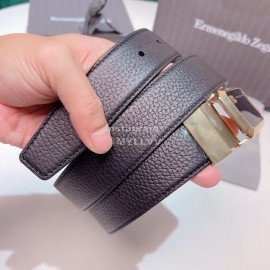 Zegna New Calf Leather Gold Square Pure Copper Buckle 35mm Belt 