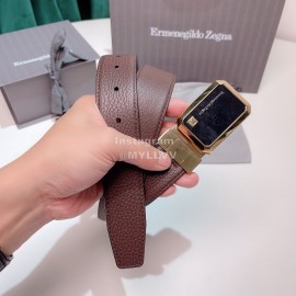 Zegna New Calf Leather Gold Square Pure Copper Buckle 35mm Belt 