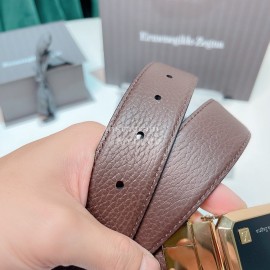 Zegna New Calf Leather Gold Square Pure Copper Buckle 35mm Belt 