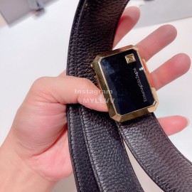 Zegna New Calf Leather Gold Square Pure Copper Buckle 35mm Belt 