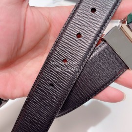 Zegna New Calf Leather Silver Square Pure Copper Buckle 35mm Belt 