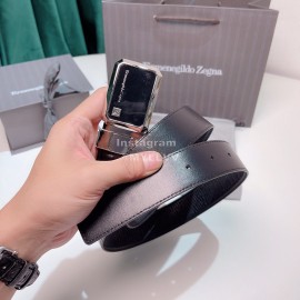 Zegna New Calf Leather Silver Square Pure Copper Buckle 35mm Belt 